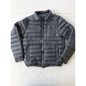 Slate & Stone Jacket Mens M Gray Down Puffer Snap Front Quilted Lightweight